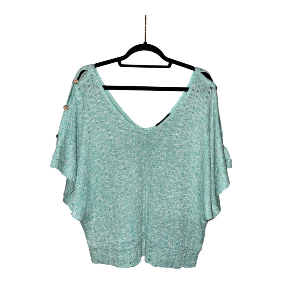 Turquoise Knit Sweater Top - Size L